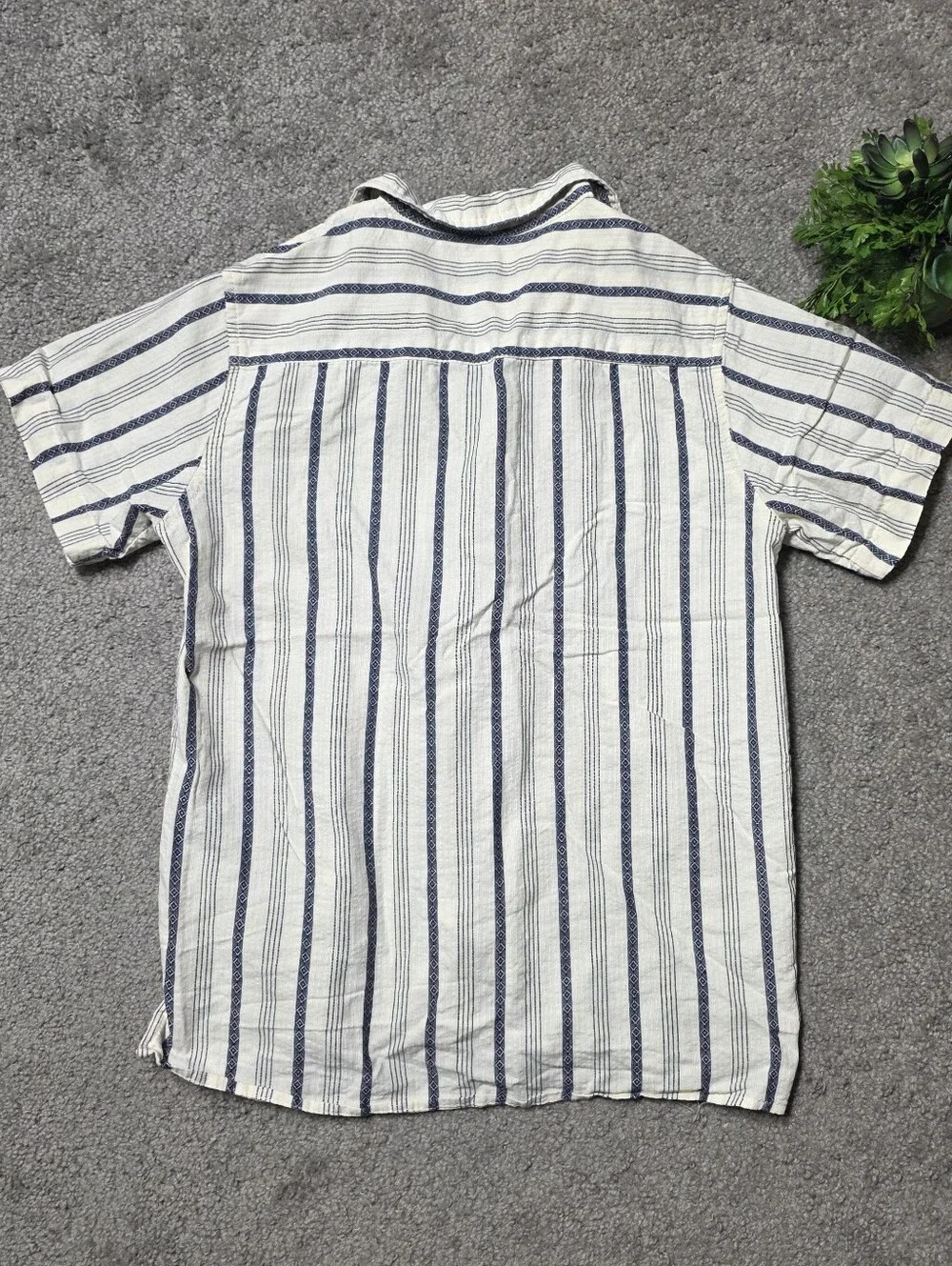 Distortion Boys Western Style Button Up Shirt Cream and Blue Size 8